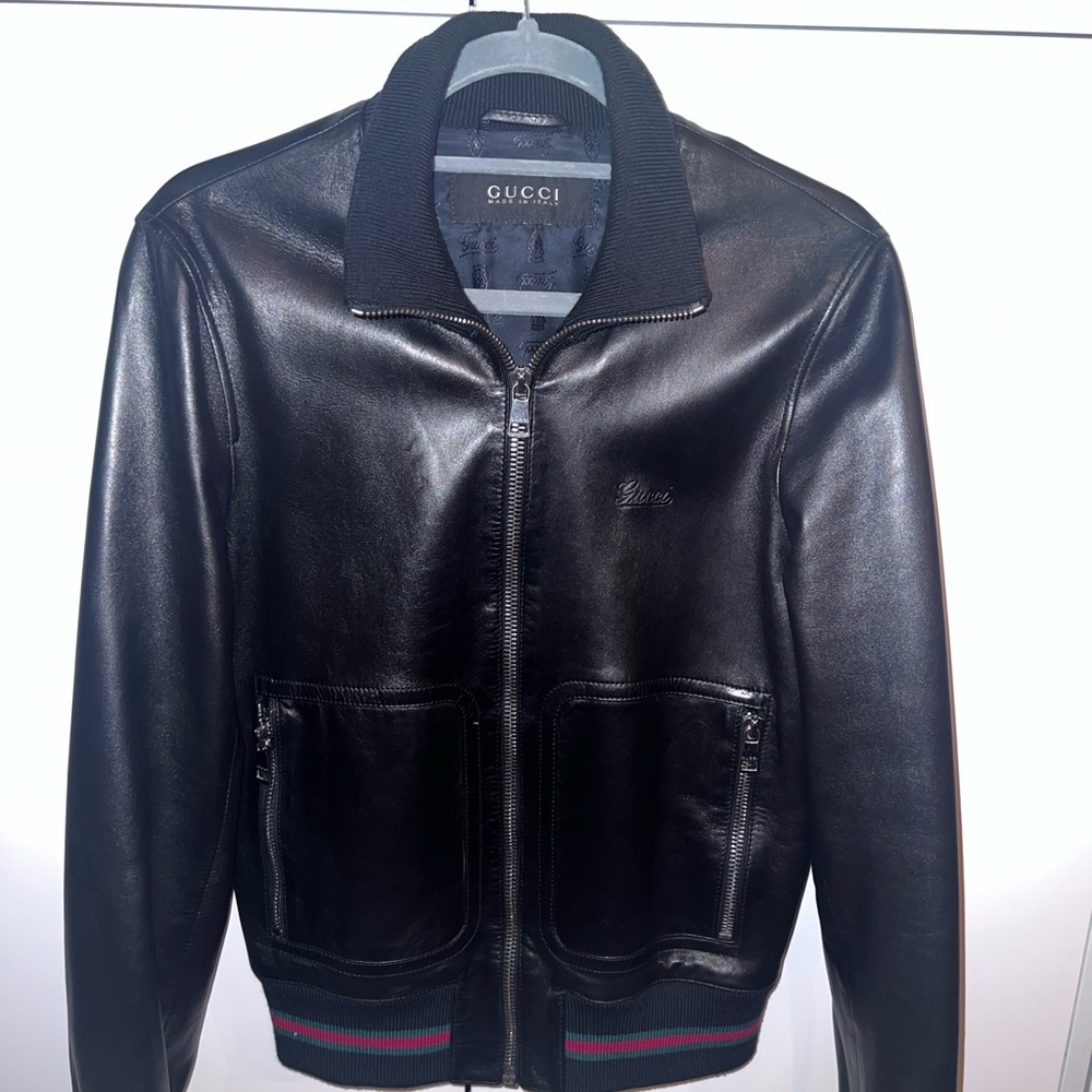 Gucci Men’s Leather Bomber Jacket